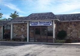 The Strong Insurance Services fieldstone office on Elmore Road in Crossville, Tennessee